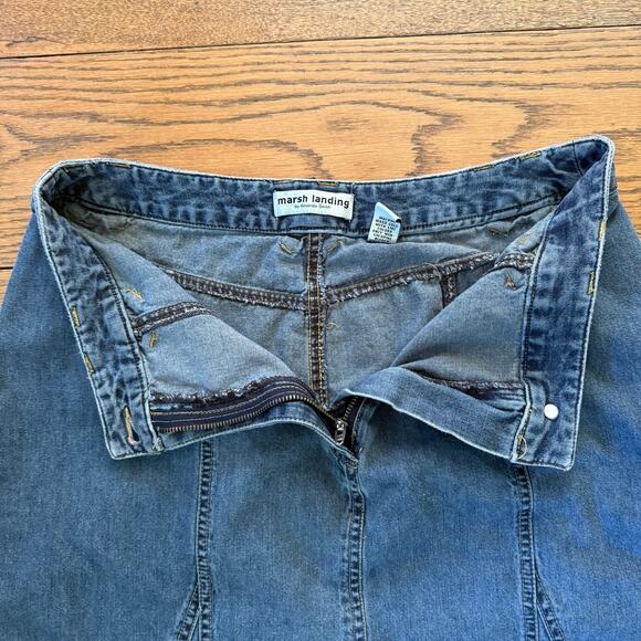 Y2K Vintage Denim Skirt Size 10 High Waist A-Line Midi 90s Cottage Boho - Picture 4 of 8